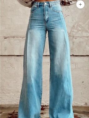 High-Rise Wide Leg Jeans in Light Blue